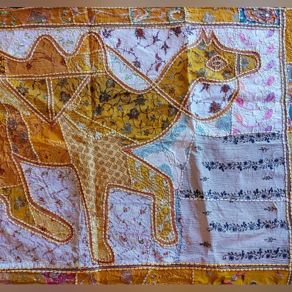 Boho Wall Decor Colorful Camel Tapestry Hand Beaded Gold Camel - Picture 2 of 9